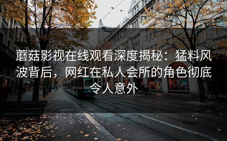 蘑菇影视在线观看深度揭秘：猛料风波背后，网红在私人会所的角色彻底令人意外