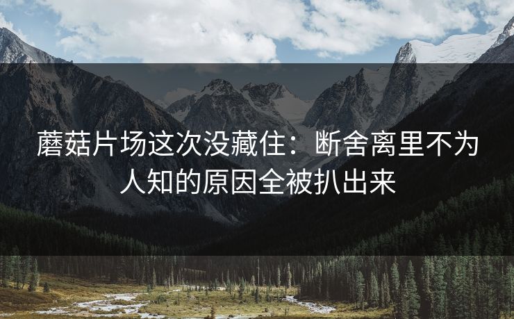 蘑菇片场这次没藏住：断舍离里不为人知的原因全被扒出来